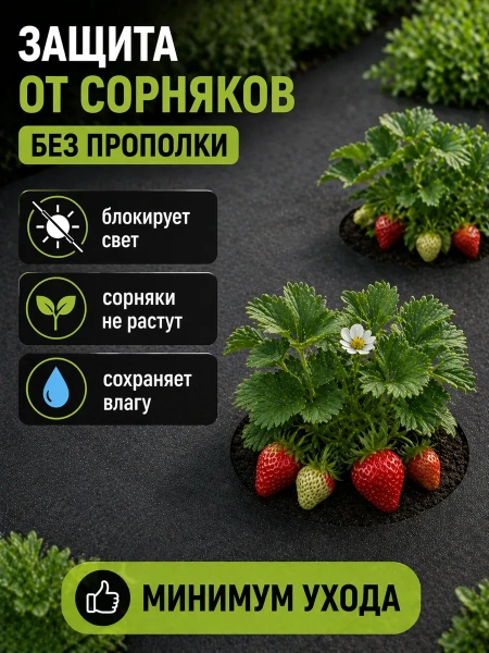 Укрывной материал Грядка в порядке универсальный с УФ стабилизатором черный 80 г/м2, 3,2 х 10 м Благодатное Земледелие